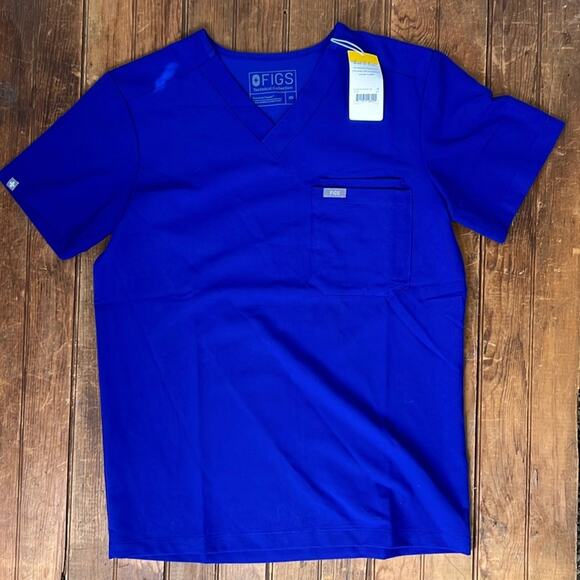 Figs Leon Scrub royal blue two pocket scrub top New NWT size xsmall - Picture 1 of 7
